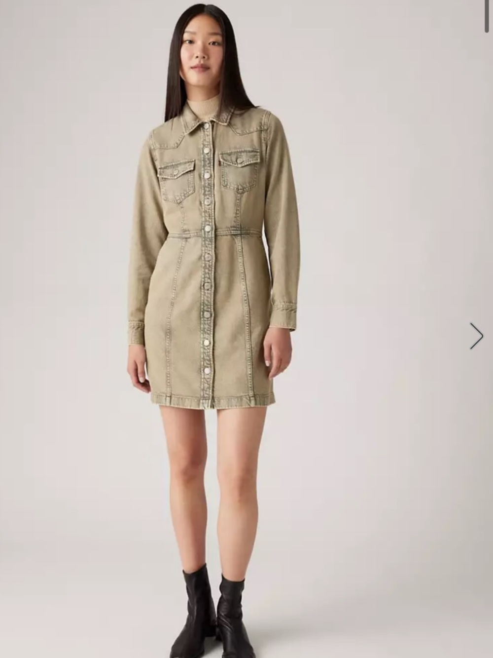 LEVI’S Flynn Western Dress in Coastal Khaki NWT